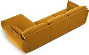 Divano angolare color senape (con penisola a destra/con chaise lounge) con rivestimento in velluto Vanda – Mazzini Sofas