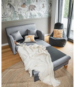 Divano grigio chiaro allungabile e rivestimento in velluto 130 cm Ario – ELTAP