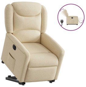 Poltrona Alzapersona Reclinabile Elettrica Crema İn Tessuto /