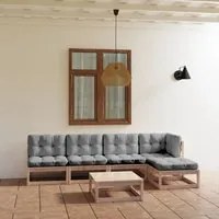 Set Divani da Giardino 6 pz con Cuscini Legno Massello di Pino 3076569