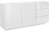 Madia 2 ante 3 cassetti per Soggiorno Moderna 180x43x86cm - GALAXIA Colore: bianco laccato lucido