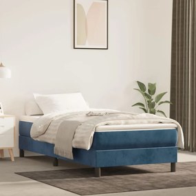 Materasso A Molle Blu Scuro 80x200x20 Cm İn Velluto /