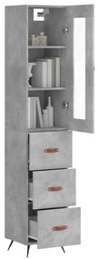 Credenza grigio cemento 34,5x34x180 cm in legno multistrato