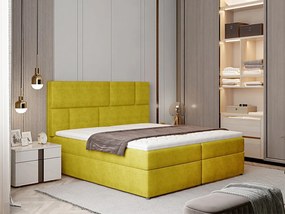 Letto matrimoniale boxspring Londra - 160 x 200 cm , Tessuto giallo