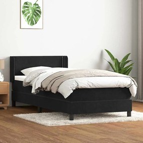 Giroletto A Molle Con Materasso Nero 90x210 Cm İn Velluto /