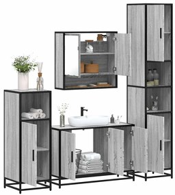 Set Mobili Da Bagno 4 Pz Grigio Sonoma İn Legno Multistrato /