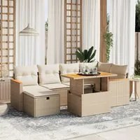 Set Divani da Giardino 7 pz con Cuscini Beige in Polyrattan 3276040