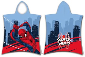 Poncho per bambini in spugna blu e rossa Spider-Man - Jerry Fabrics