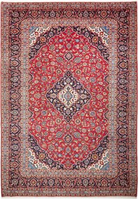 Kashan Tappeto 350x240 Blu (Iran) Annodato A Mano