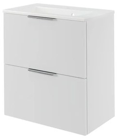 Mobile da bagno sospeso sotto lavabo L 60 x H 64 x P 35 cm bianco laccato, 2 cassetti SENSEA Neo