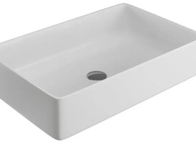 Lavabo da appoggio rettangolare in ceramica L 60 x H 14 x P 20 cm bianco