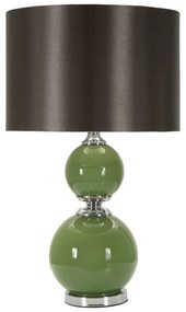 Lampada da tavolo grigio-verde con paralume in tessuto (altezza 65 cm) Eva - Mauro Ferretti