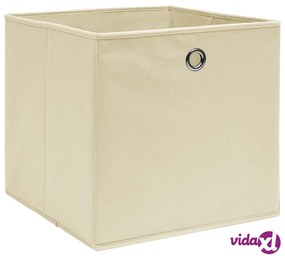 vidaXL Scatole Portaoggetti con Coperchi 4pz Crema 32x32x32 cm Tessuto