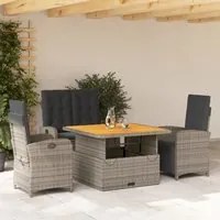 Set da Pranzo da Giardino 4 pz con Cuscini in Polyrattan Grigio 3277345