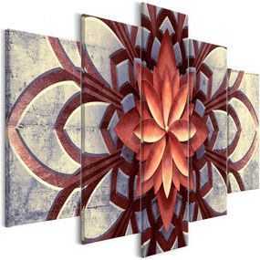 Quadro  Fan (5 Parts) Wide  Colore Rosso, Dimensioni e Misure 100x50