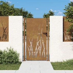 Cancello Da Giardino 105x205 Cm İn Acciaio Corten Design Erba /