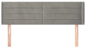 Testiera ad orecchio grigio chiaro 147x16x78/88 cm in velluto