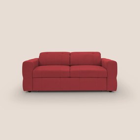 Kronos Divano con pouf estraibile poggiapiedi e poggiatesta reclinabili in morbida microfibra impermeabile T11 rosso