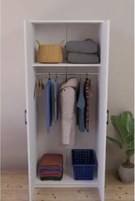 Armadio Guardaroba 74x45x182 Con Barra Appendiabiti Brando Bianco