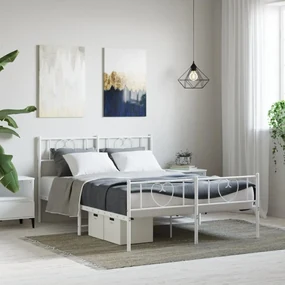 Giroletto con testiera e pediera metallo bianco 140x190 cm