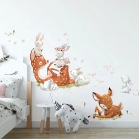Adesivi per bambini - Capriolo con coniglietti | Inspio