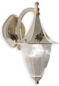 Applique Esterno Classica Arezzo Ferro E Ceramica Bianco Sfumato Oro 1 Luce E27