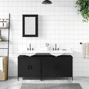 Set mobili da bagno 3 pz nero in legno multistrato