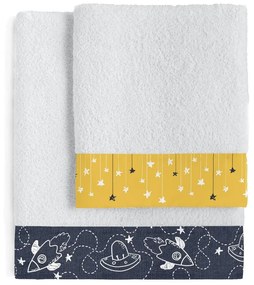 Set di asciugamani e teli da bagno in cotone bianco 2 pezzi 70x140 cm Starspace - Mr. Fox