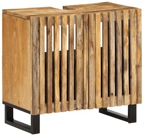 Mobile Lavabo Da Bagno 62x34x58cm Legno Massello Mango Grezzo /