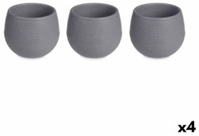 Set di Vasi Antracite Plastica 16,5 x 16,5 x 14,5 cm (4 Unità)