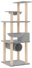 Albero per gatti con tiragraffi in sisal grigio chiaro 141 cm