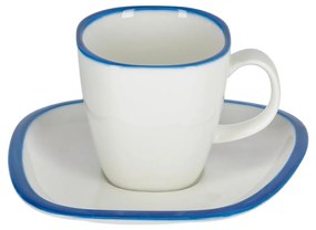 Kave Home - Tazza con piattino Odalin in porcellana bianca e blu