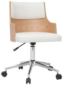 Sedia da ufficio design Bianco e legno chiaro con cuscino integrato MAYOL