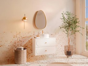 Mobile bagno sospeso con lavabo da appoggio rotondo - Bianco - 80 cm - SATOBAL