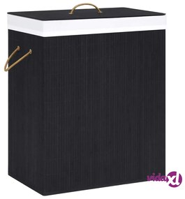 vidaXL Cesto Portabiancheria in Bambù a 2 Sezioni Nero 100 L