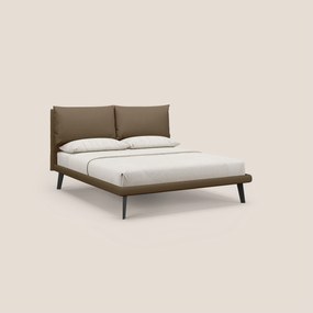 Astrid letto imbottito con piedi in legno in microfibra smacchiabile T11 marrone