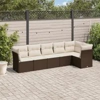 Set Divano da Giardino 6 pz con Cuscini Marrone in Polyrattancod mxl 111253