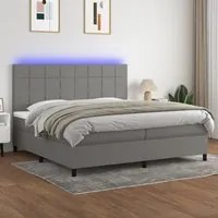 Letto a Molle Materasso e LED Grigio Scuro 200x200cm in Tessuto cod mxl 59078