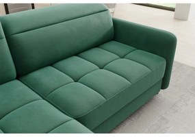 Divano angolare verde allungabile/con contenitore (con penisola a sinistra/a L) e rivestimento in velluto Barea – ELTAP