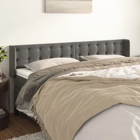 Testiera ad orecchio grigio scuro 163x16x78/88 cm in velluto