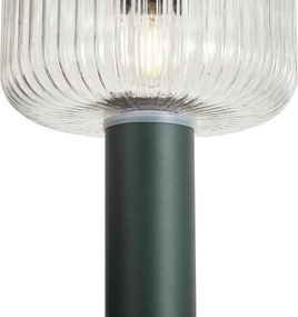 Dissuasore da esterno moderno verde con vetro scanalato con LED solare IP65 - Ribble Mushroom