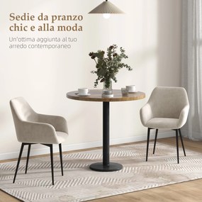 Set 2 Sedie Imbottite Stile Nordico 54x57x80 cm Tessuto Effetto Velluto Crema...