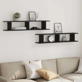 Mensole Da Parete 2 Pz Rovere Nero 105x18x20 Cm İn Truciolato /