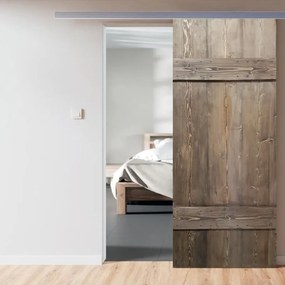 Porta scorrevole Barn Wengé in legno, L 86 x H 212 cm, con binario Alu/legno