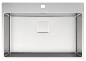 Lavello sopratop 1 vasca DELINIA Michigan L L 51.5 x L 75 cm argento