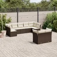 Set Divani da Giardino 9pz con Cuscini Marrone in Polyrattan 3218153