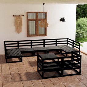 Set Divani da Giardino 10 pz in Legno Massello di Pino