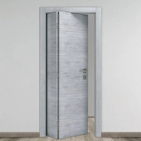 Porta pieghevole a libro asimmetrica Beton rovere grigio L 70 x H 210 cm sinistra