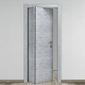 Porta pieghevole a libro asimmetrica Beton rovere grigio L 70 x H 210 cm sinistra