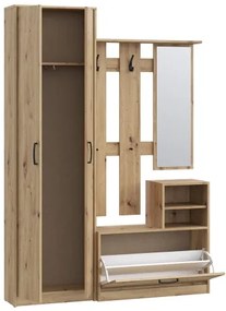 Mobile per ingresso con specchio KAVI, finitura rovere Artisan